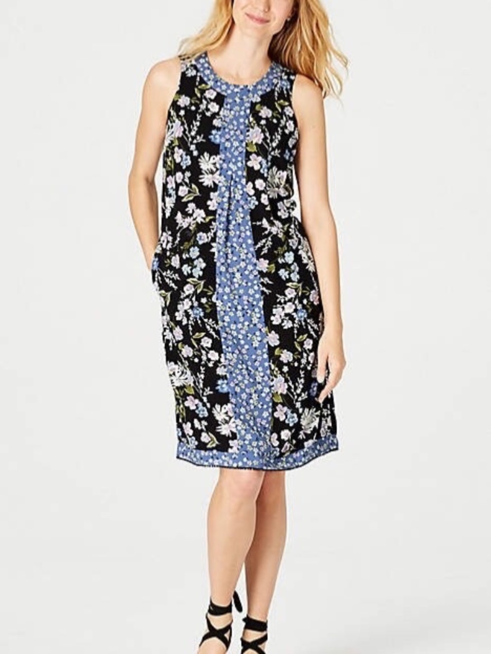 J.Jill Beautiful Mixed- Floral Print Center-Pleat Dress Size Medium